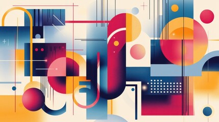 Obraz premium A colorful abstract painting with a lot of shapes and lines