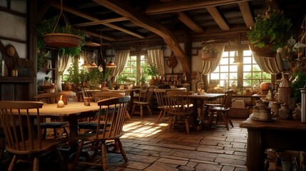 Fototapeta premium A photo of a countryside restaurant interior