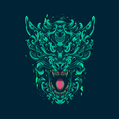 green wolf ornamental artwork illustration