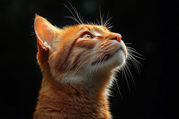 Ginger Cat Gazing Upwards Towards The Light