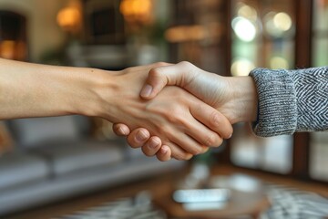 Two People Shake Hands In A Home Setting