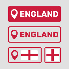 England flag map pointer set, national flag of England symbols