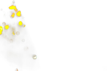 Abstract gold bokeh lights on Transparent overlay background.