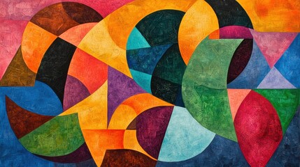 Fototapeta premium A colorful abstract painting with many different shapes and colors