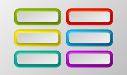 Button color set, minimal label message, web element. Vector illustration 