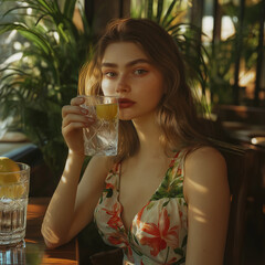 Summer Reflections in Sunlit Caf&eacute;