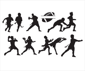 Flag Football Players, Flag Football Equipment, Women's Flag Football Silhouettes, Football Player Designs, Custom Football svg, Football