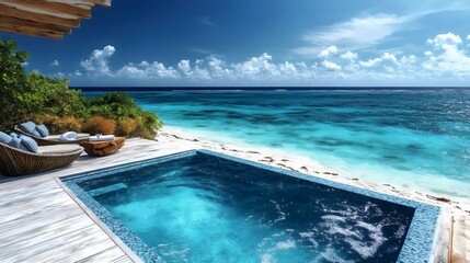 Fototapeta premium A pool with a view of the ocean