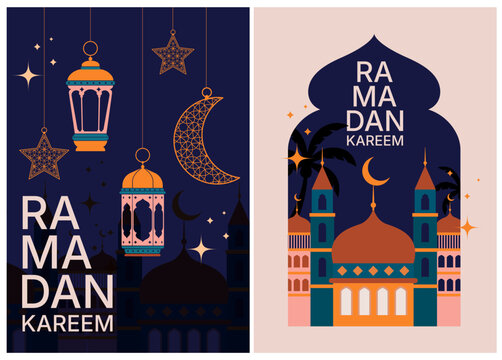 2d vector Ramadan Kareem, geometric background and wallpaper design, Ramanda Kareem illustration, greeting card template