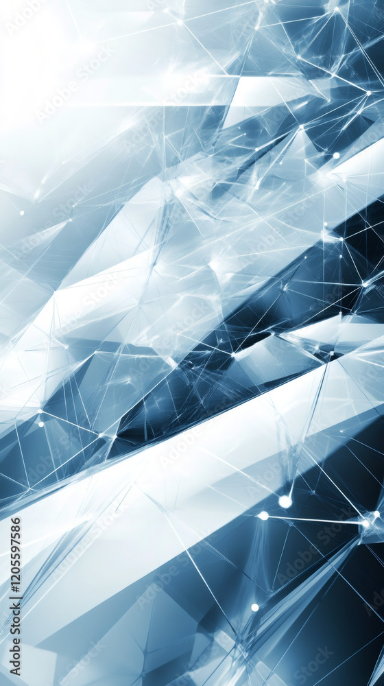 Poster complex structure of connected lines and dots forming geometric shapes creating abstract futuristic 