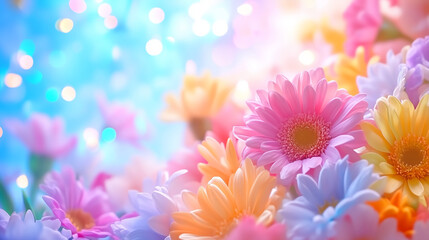 Obraz premium Colorful floral arrangement with vibrant bokeh background