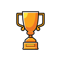 gold trophy cup, winner vector flat color icon