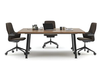 Modern Wooden Conference Table and Chairs, Ready for Collaboration