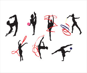 Fototapeta premium Rhythmic gymnastics Vector, Gymnastics svg, Rhythmic gymnastics clipart, Rhythmic gymnastics Silhouette, Gymnastics Digital Download