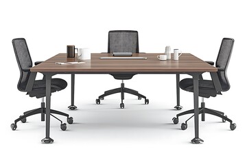 Modern Wooden Conference Table and Chairs, Ready for Collaboration