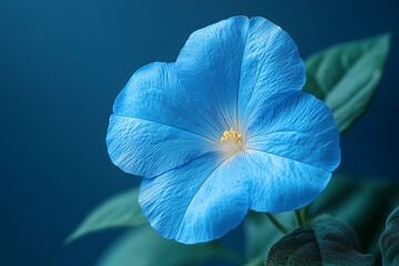 A Vivid Blue Flower Blooms Beautifully Against Dark Background