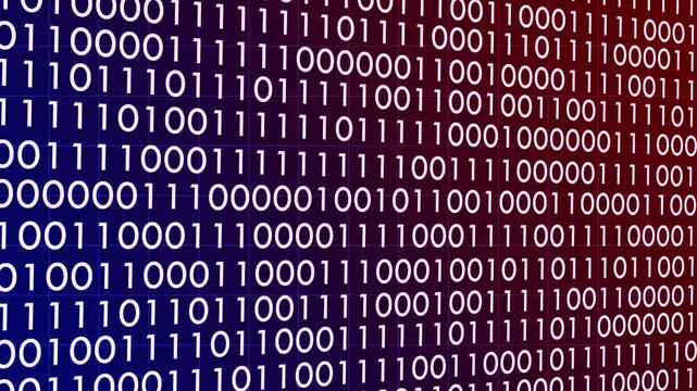 Red and blue binary code animated background