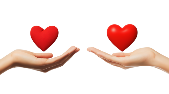 Hands holding heart line and solid icon  isolated on a white background