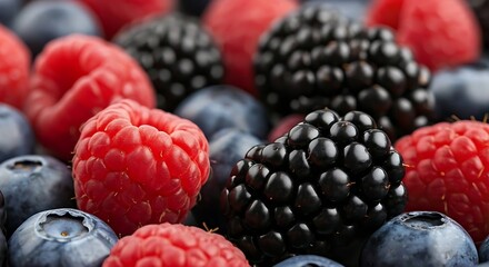 A berry juice mix background with a blend of blueberries, blackberries, and raspberries in vibrant colors, Ai Generated