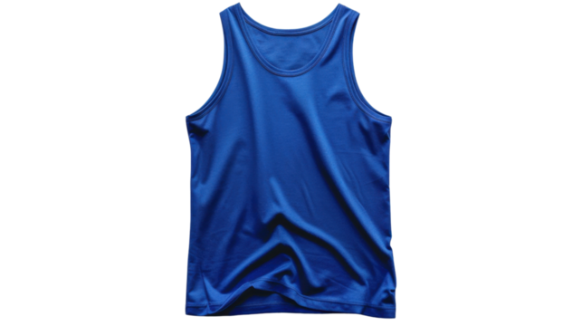 Blank blue tank tops on transparent background