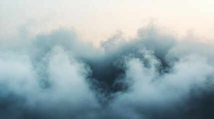 Obraz premium Serene Mountain Peaks Hidden in Misty Cloudscape Atmospheric Nature Photography