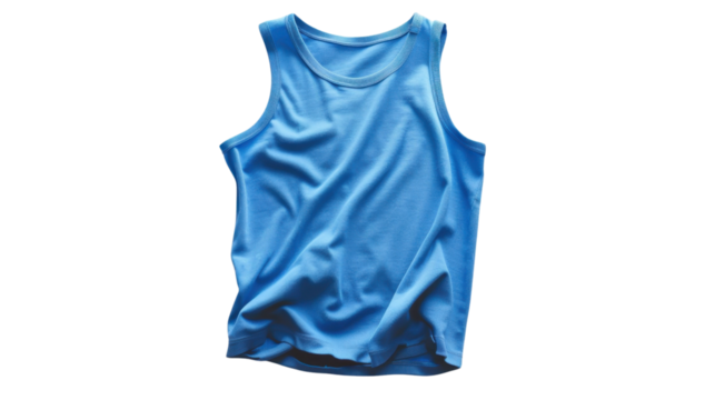 Blank blue tank tops on transparent background