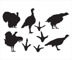 Wild Turkey Shapes Vector, Turkey Bundle SVG, Turkey SVG, Turkey Vector, Turkey Clipart, Turkey Silhouettes SVG, Turkey Track svg, Wild Turkey