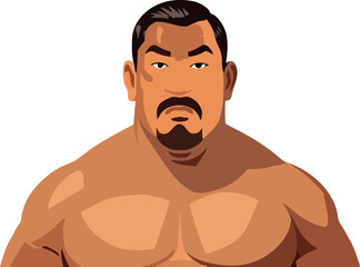 Fototapeta premium Strong wrestler showing power and determination posing for portrait