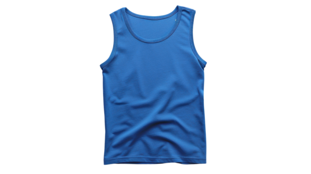 Blank blue tank tops on transparent background