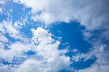 A serene, captivating cloudy sky showcases an expansive backdrop of alluring blue hues