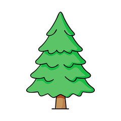 Stylized Green Pine Tree Illustration, A simple and vibrant illustration of a green pine tree with a smooth design and a strong triangular shape.
