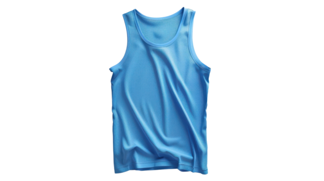 Blank blue tank tops on transparent background