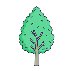 Cartoon tree with green foliage and simple trunk, A stylized illustration of a tree with soft green foliage and a simple trunk, creating a fresh and natural look. 
