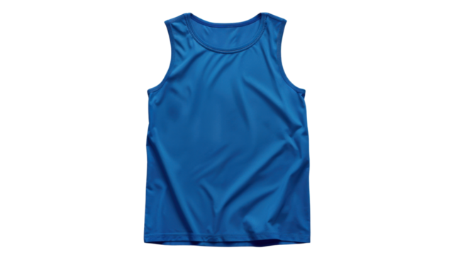 Blank blue tank tops on transparent background