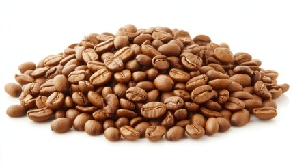 Fototapeta premium Aromatic Roasted Coffee Beans Pile Close Up Studio Shot Brown Coffee Beans Caffeine Beverage