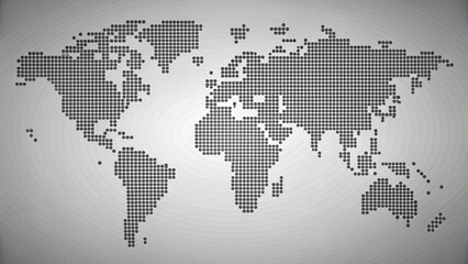 Global Perspective A World Map Represented by a Halftone Pattern of Small Circles