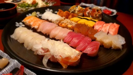 Japanese traditional food. fish sushi