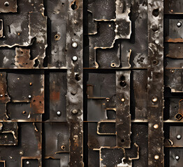 Panoramic grunge rusty metal texture, rust and oxidized metal background. Old metal iron panel.generative ai