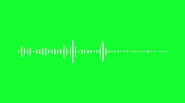 4K Simple equalizer on green background. Audio spectrum simulation on green screen background.Sound wave animation isolated on green screen background. Simple Sound Vibrations Animation,