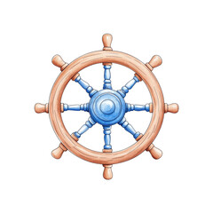 Obraz premium Nautical Watercolor Ship Wheel Clipart Design for Decor