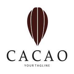 cocoa logo,cocoa bean,cocoa tree,cocoa branches and leaves,chocolate mix on white background,vintage,modern,simple,minimalist icon illustration template design vector