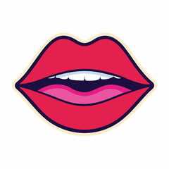 Realistic Closeup sensual juicy lips cartoon, drawing, ink sketch, icon, design, icon graphics, vector, image, line head, line art, isolated silhouette vector illustration painting
