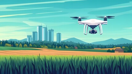 Automated Drone Monitoring Smart Rice Farming in Scenic Rural Landscape
