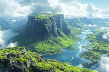 Majestic Tabletop Mountain Overlooking Verdant Valley