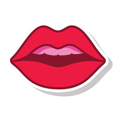 Realistic Closeup sensual juicy lips cartoon, drawing, ink sketch, icon, design, icon graphics, vector, image, line head, line art, isolated silhouette vector illustration painting