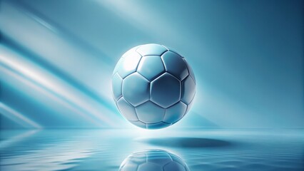 Naklejka premium A Pale Blue Orb, Suspended Above a Calm Aquatic Surface, Reflecting the Serenity of an Idealized Setting