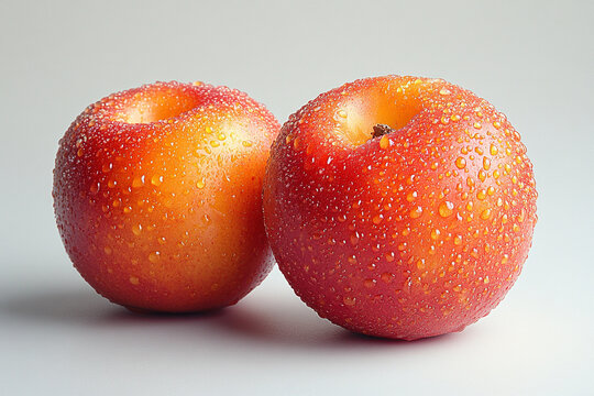 Two Nectarines Covered in Water Droplets