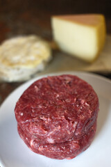 beef burger meat as american fatty food