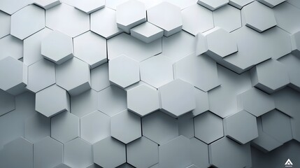 Naklejka premium Overlapping Monochrome Hexagonal Shapes in Minimalist 3D