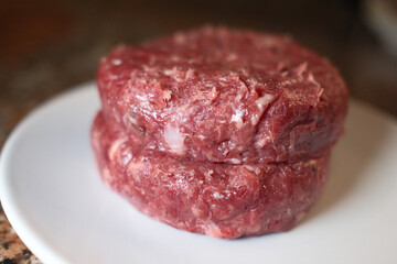 beef burger meat as american fatty food